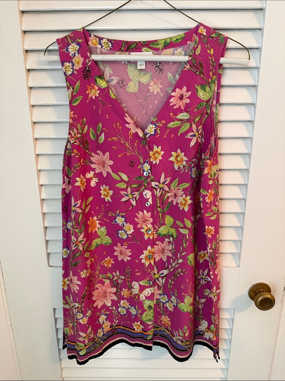 J. Jill Pink Floral Button-Front Tunic